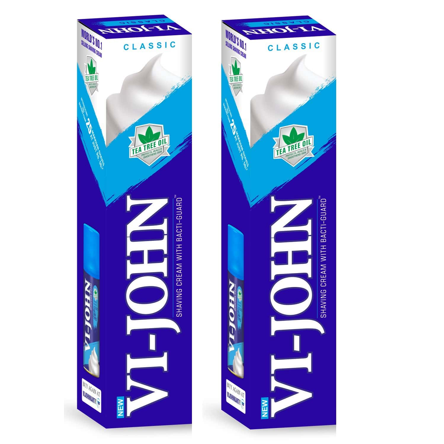 Vi-john Classic Shaving Cream With Tea Tree Oil And Bacti-guard 125g - Pack Of 2