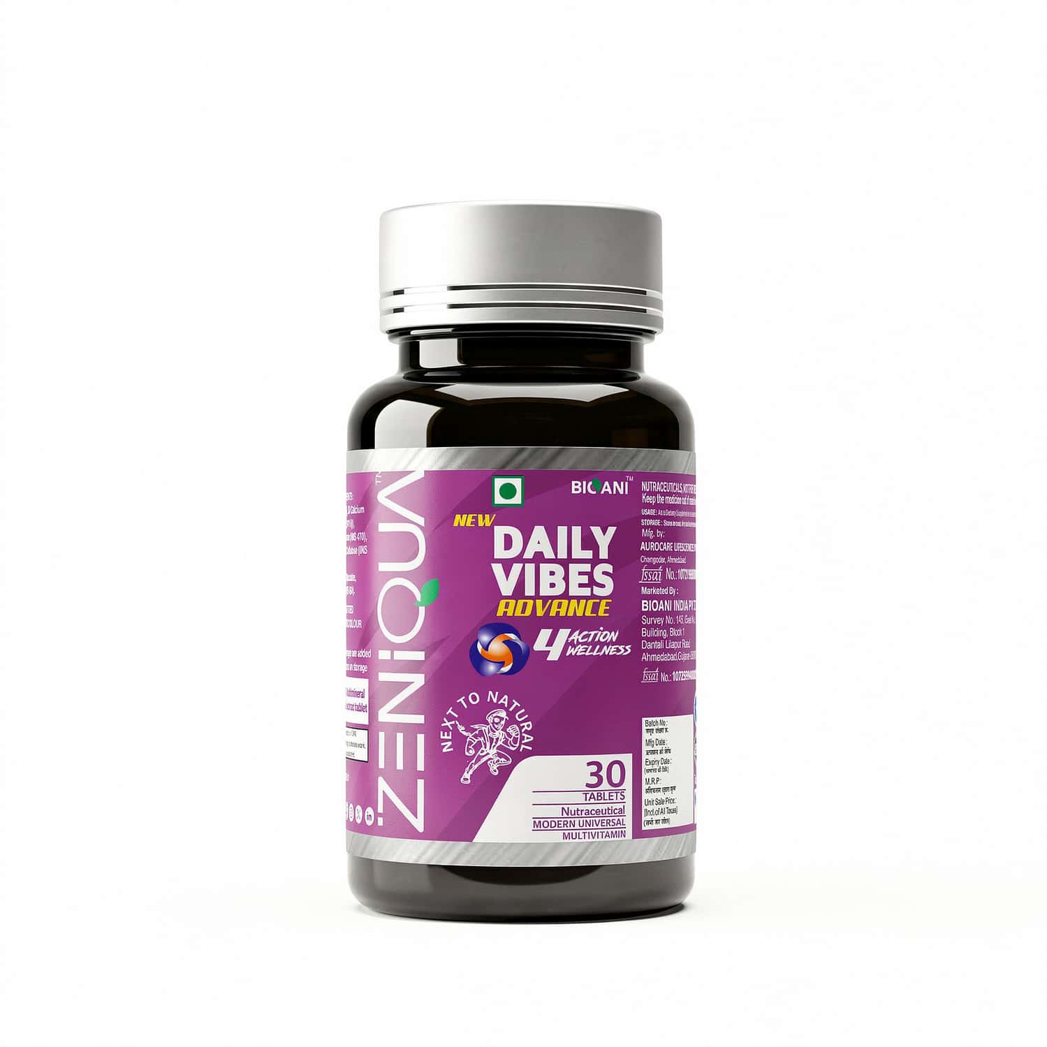 Zeniqua Daily Vibes Advance | Multivitamin For Adults | 30 Tablets