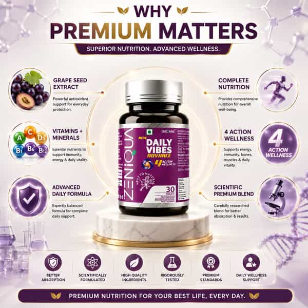 Zeniqua Daily Vibes Advance | Multivitamin For Adults | 30 Tablets