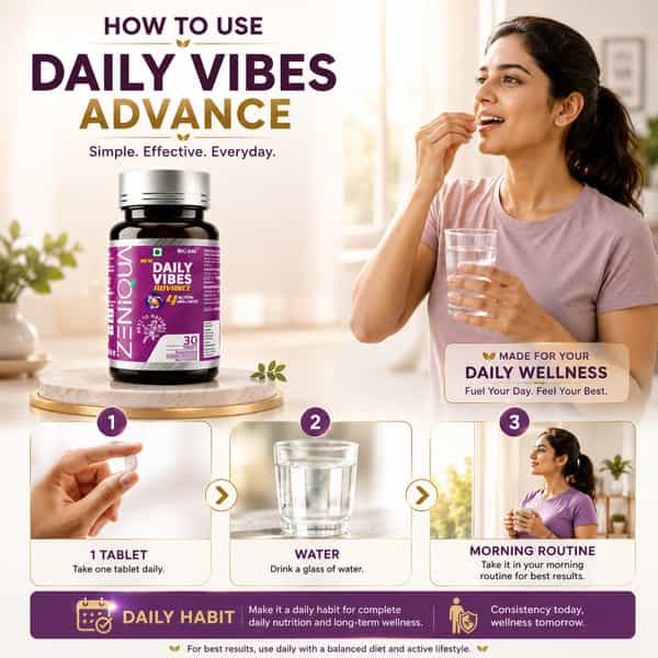 Zeniqua Daily Vibes Advance | Multivitamin For Adults | 30 Tablets