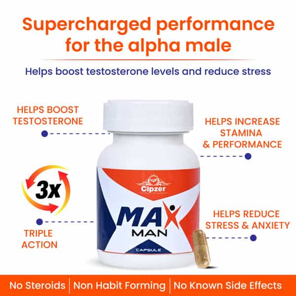 Cipzer Max Man 60 Capsules | Supports Mens Vitality| Stamina & Sexual Wellness