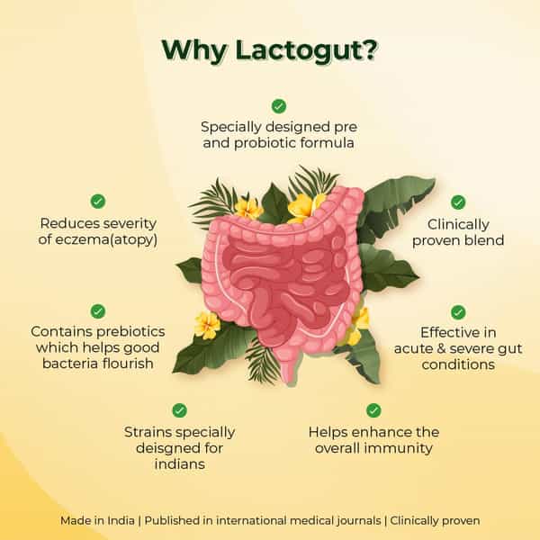 Lactogut Probiotic For Gut Health 30 No's