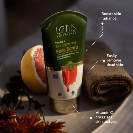 Lotus Botanicals Skin Brightening Face Scrub Vitamin C Sulphate Silicon & Chemical Free - 100g