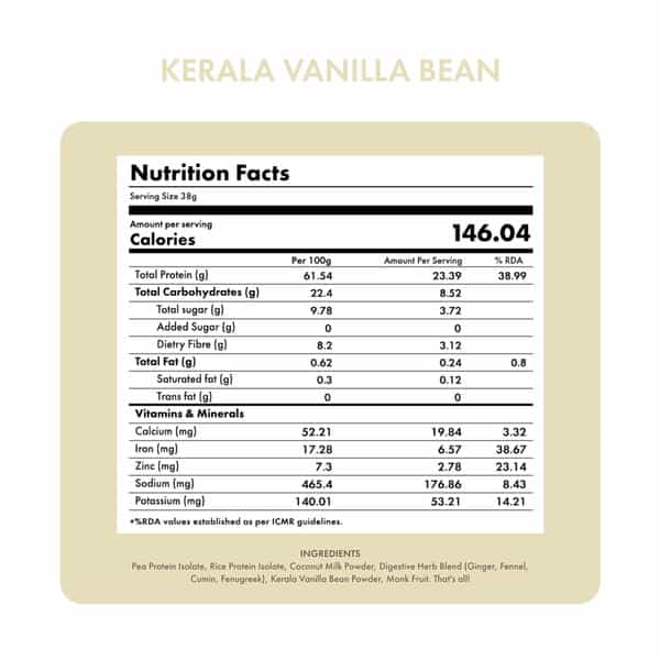 Cosmix No- Nonsense Plant Protein - Kerala Vanilla Bean 500G (Pack Of 1)