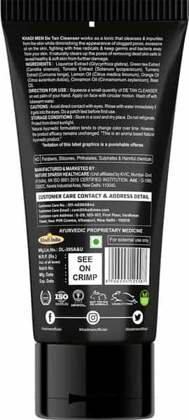 Khadi Men De Tan Face Cleanser Brightens & Lightens The Skin-100Ml