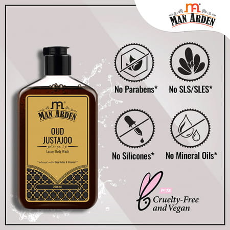 Man Arden Oud Justajoo Luxury Body Wash Infused With Shea Butter & Vitamin E 250ml