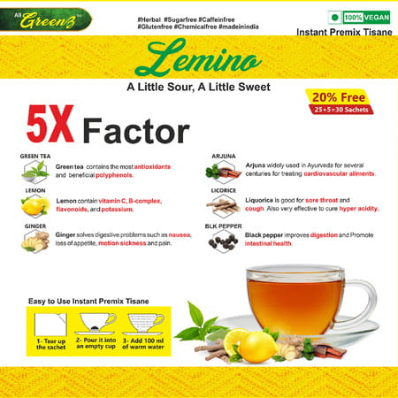 Smw'S Lemon Green Tea With Licorice(Natural Sweetener) Greenz Lemino - 30 Sachet