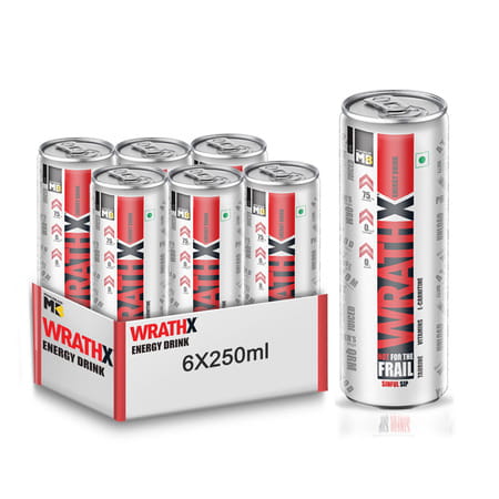 Muscleblaze Wrathx Energy Drink (Mixed Berry| Pack Of 6 (250ml) | Performance & Focus Booster