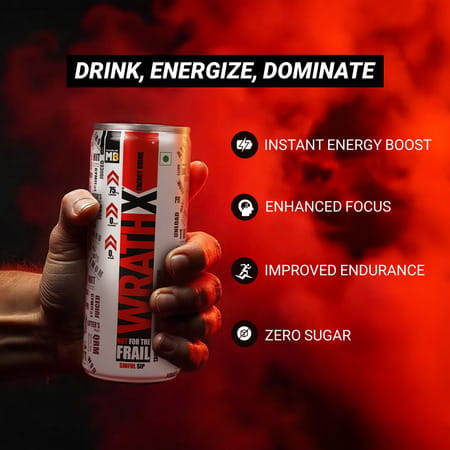Muscleblaze Wrathx Energy Drink (Mixed Berry| Pack Of 6 (250ml) | Performance & Focus Booster