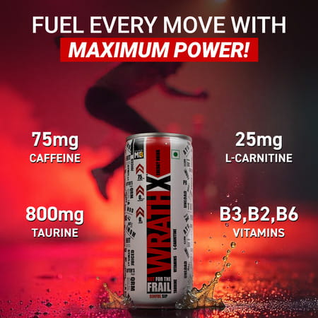 Muscleblaze Wrathx Energy Drink (Mixed Berry| Pack Of 6 (250ml) | Performance & Focus Booster