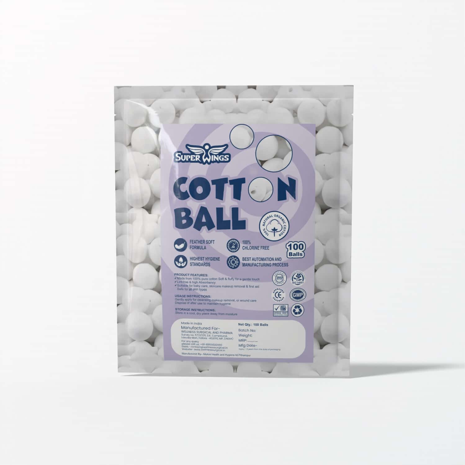 Super Wings Cotton Balls 100's