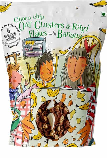 Monsoon Harvest Choco Chip Oat Clusters & Ragi Flakes With Banana 1 Kg Pouch