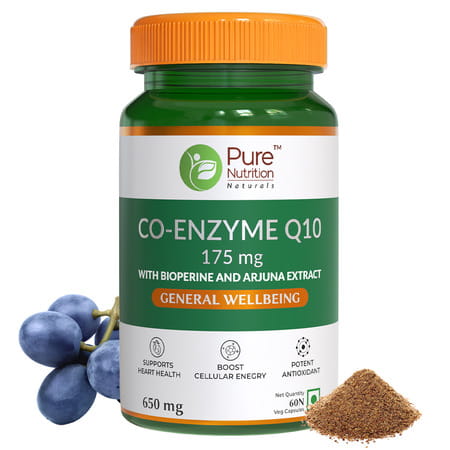 Pure Nutrition Co-Enzyme Q10 (175 Mg) For Cellular Growth And Energy 60 Veg Capsules