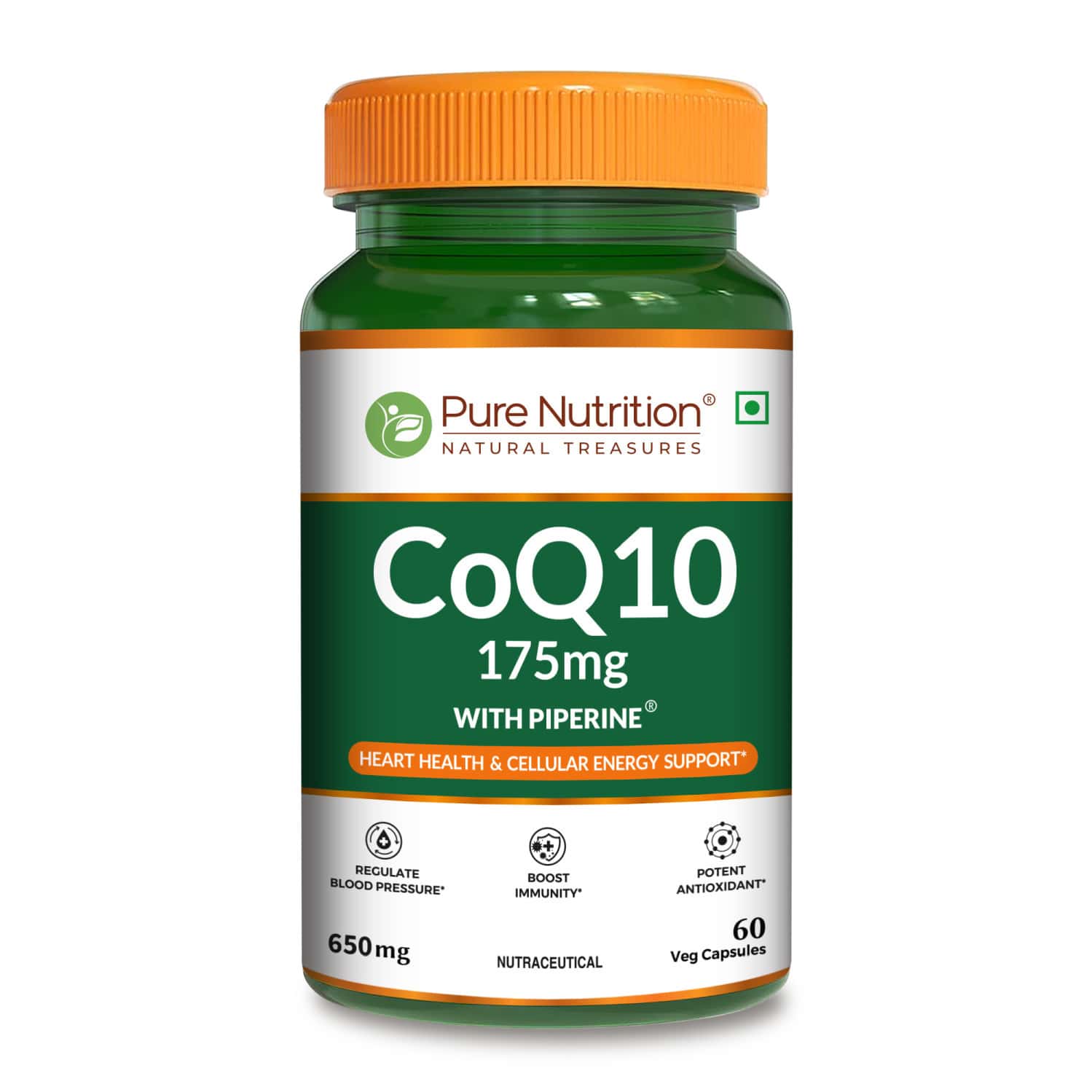 Pure Nutrition Co-enzyme Q10 (175 Mg) For Cellular Growth And Energy 60 Veg Capsules