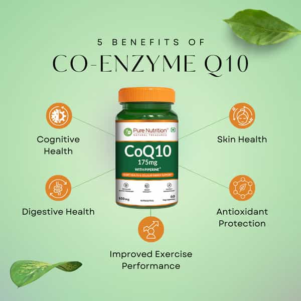 Pure Nutrition Co-Enzyme Q10 (175 Mg) For Cellular Growth And Energy 60 Veg Capsules