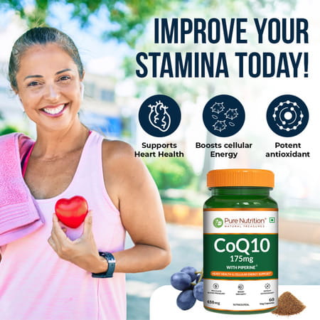 Pure Nutrition Co-Enzyme Q10 (175 Mg) For Cellular Growth And Energy 60 Veg Capsules