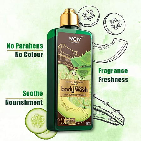 Wow Skin Science Melon | Cucumber & Aloe Foaming Body Wash - No Parabens | Sulphate - 250ml