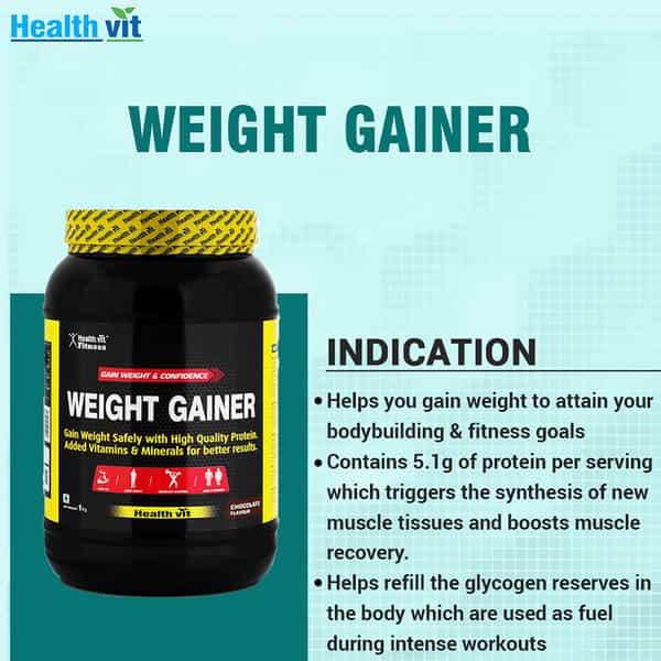 Healthvit Fitness Weight Gainer | Chocolate Flavour (1Kg)