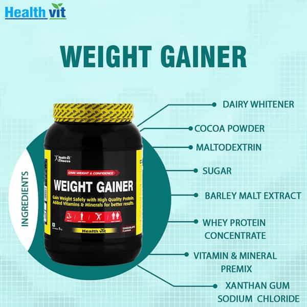 Healthvit Fitness Weight Gainer | Chocolate Flavour (1Kg)
