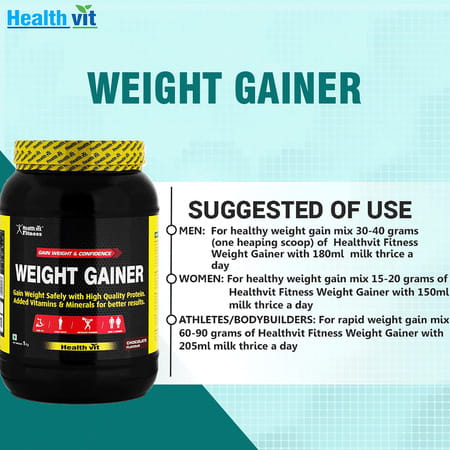 Healthvit Fitness Weight Gainer | Chocolate Flavour (1kg)