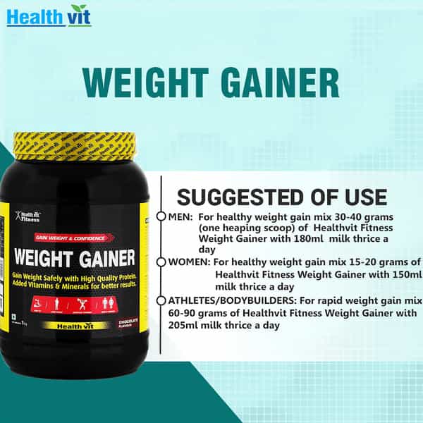 Healthvit Fitness Weight Gainer | Chocolate Flavour (1Kg)