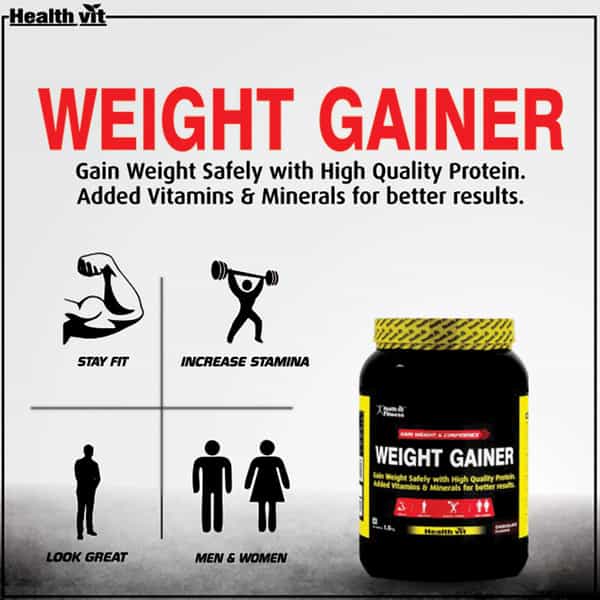 Healthvit Fitness Weight Gainer | Chocolate Flavour (1Kg)