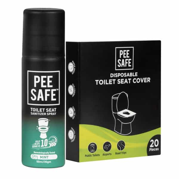 Peesafe Toilet Hygiene Combo - Toilet Seat Sanitizer Mint 50Ml|Disposable Toilet Seat Cover 20N