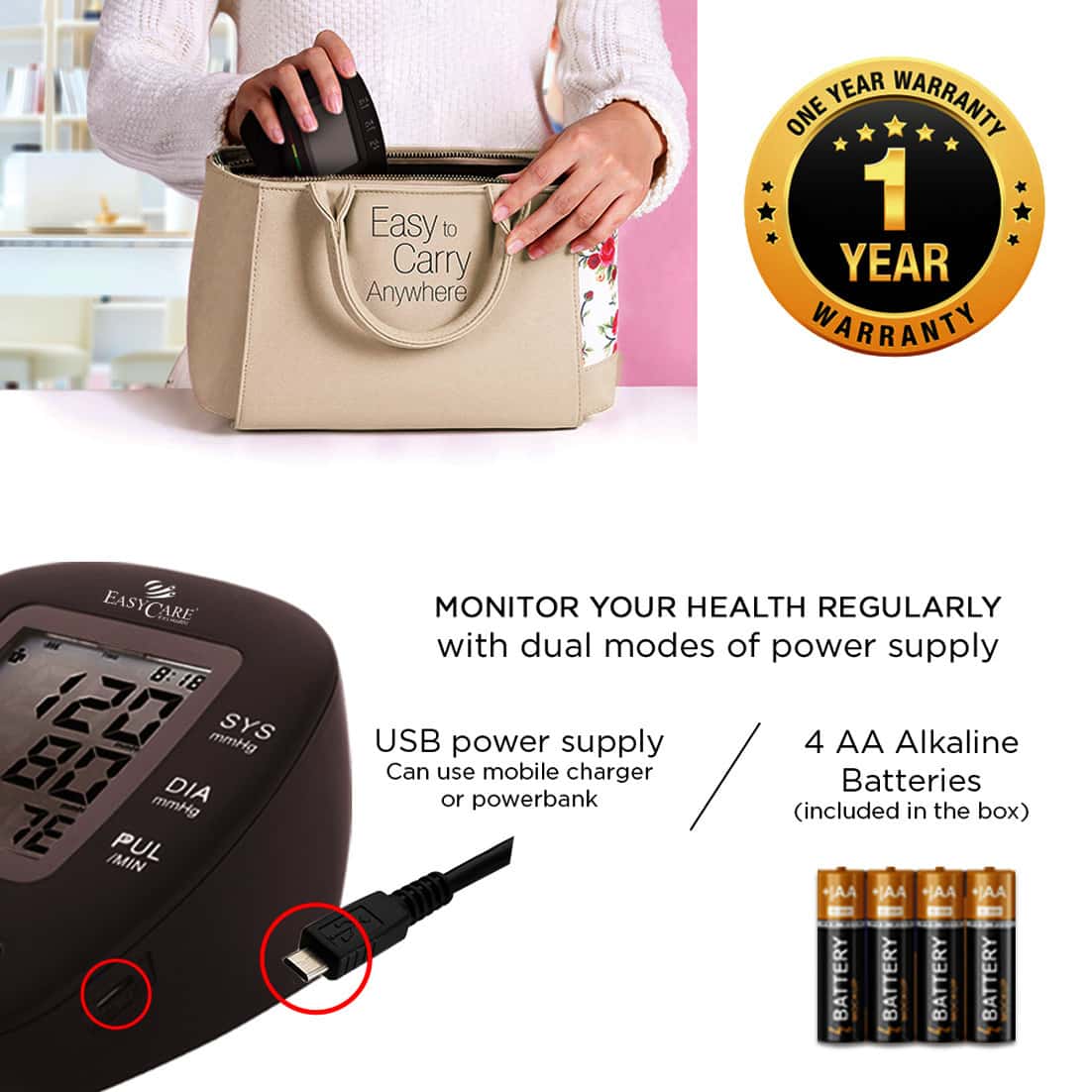 Buy EASYCARE (GERMAN TECH.) DIGITAL BLOOD PRESSURE MONITOR Online & Get