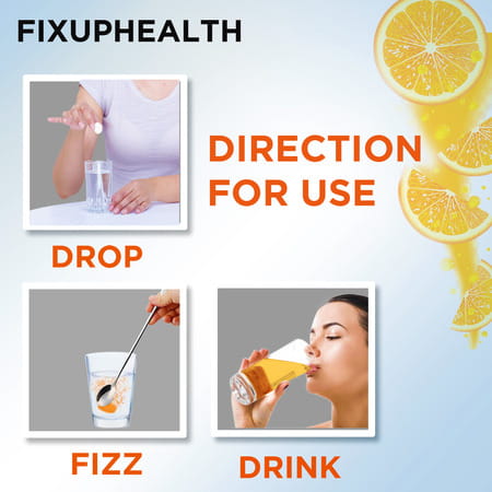 Fixuphealth Electrolyte Tablets With Vit C& Natural Amla 1000mg Vitamin C Zinc Effervescent Tablets
