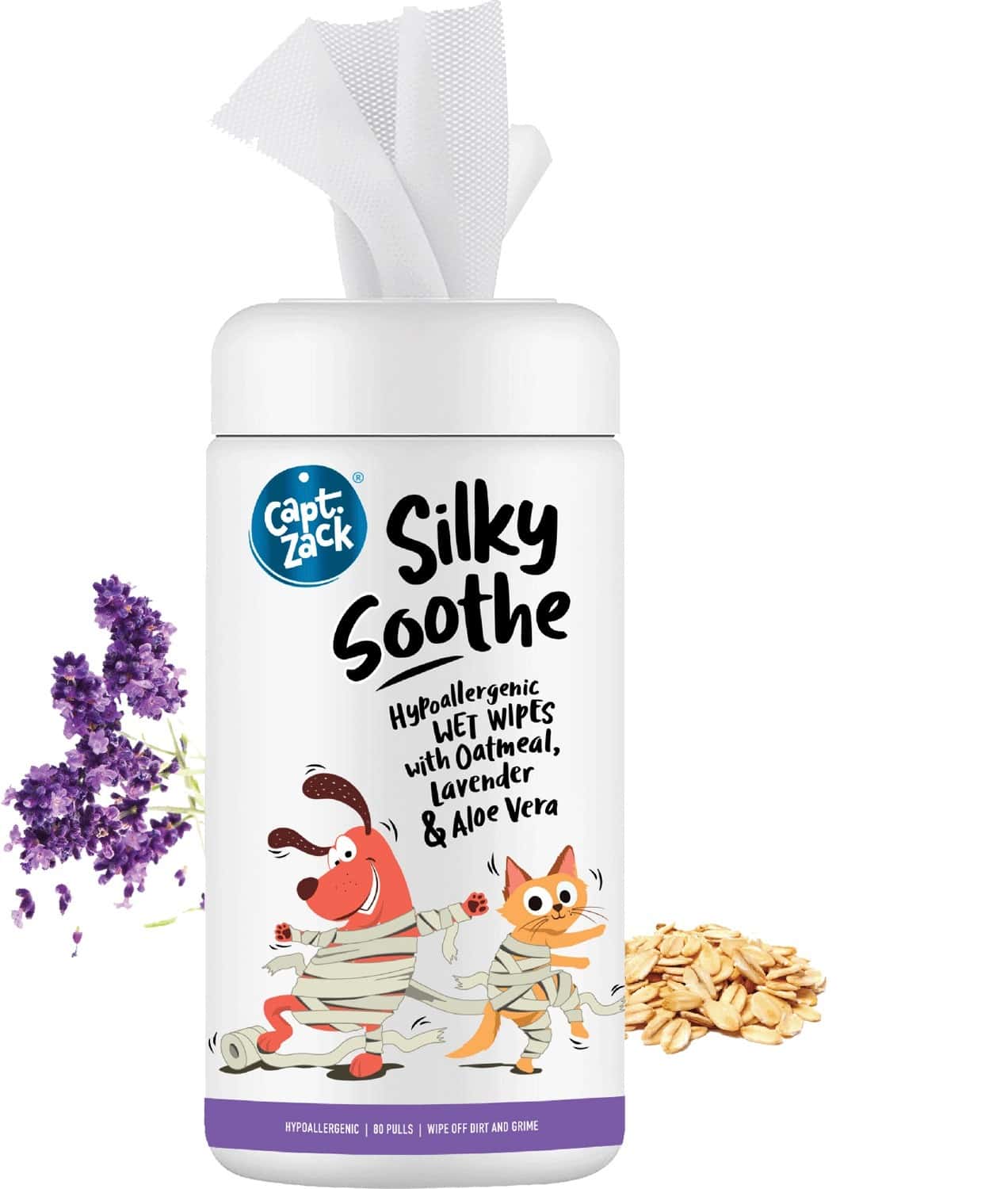Captain Zack Silky Soothe Hypoallergenic Pet Wipes 80 Wipes