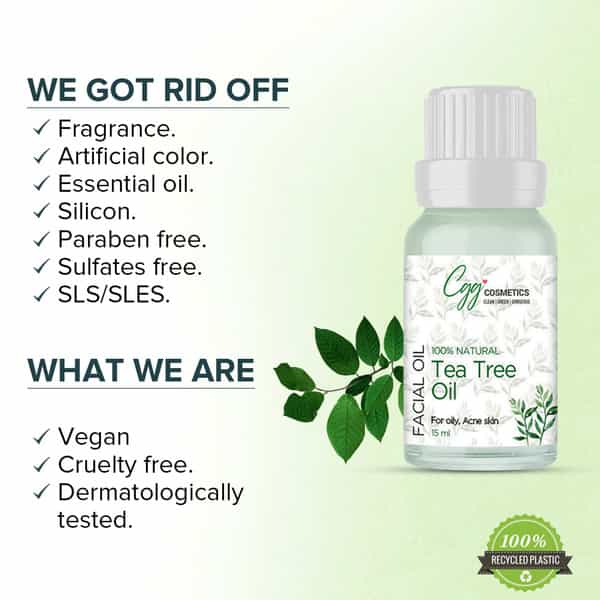 Cgg Cosmetics Tea Tree Facial Essential Oil With 100% Natural Tea Tree - 15Ml