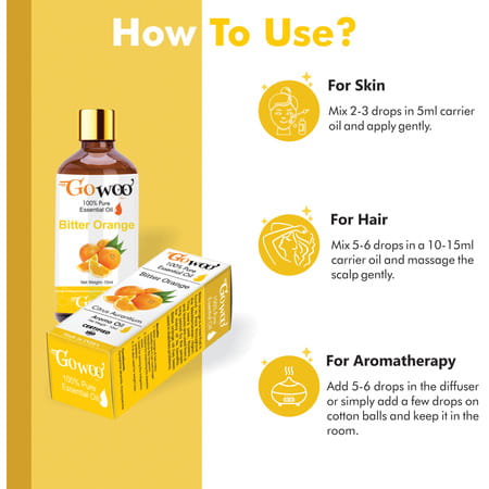 Pack Of 2 Bitter Orange Essential Oil & Rosehip Seed Oil - 100% Pure & Natural Oil