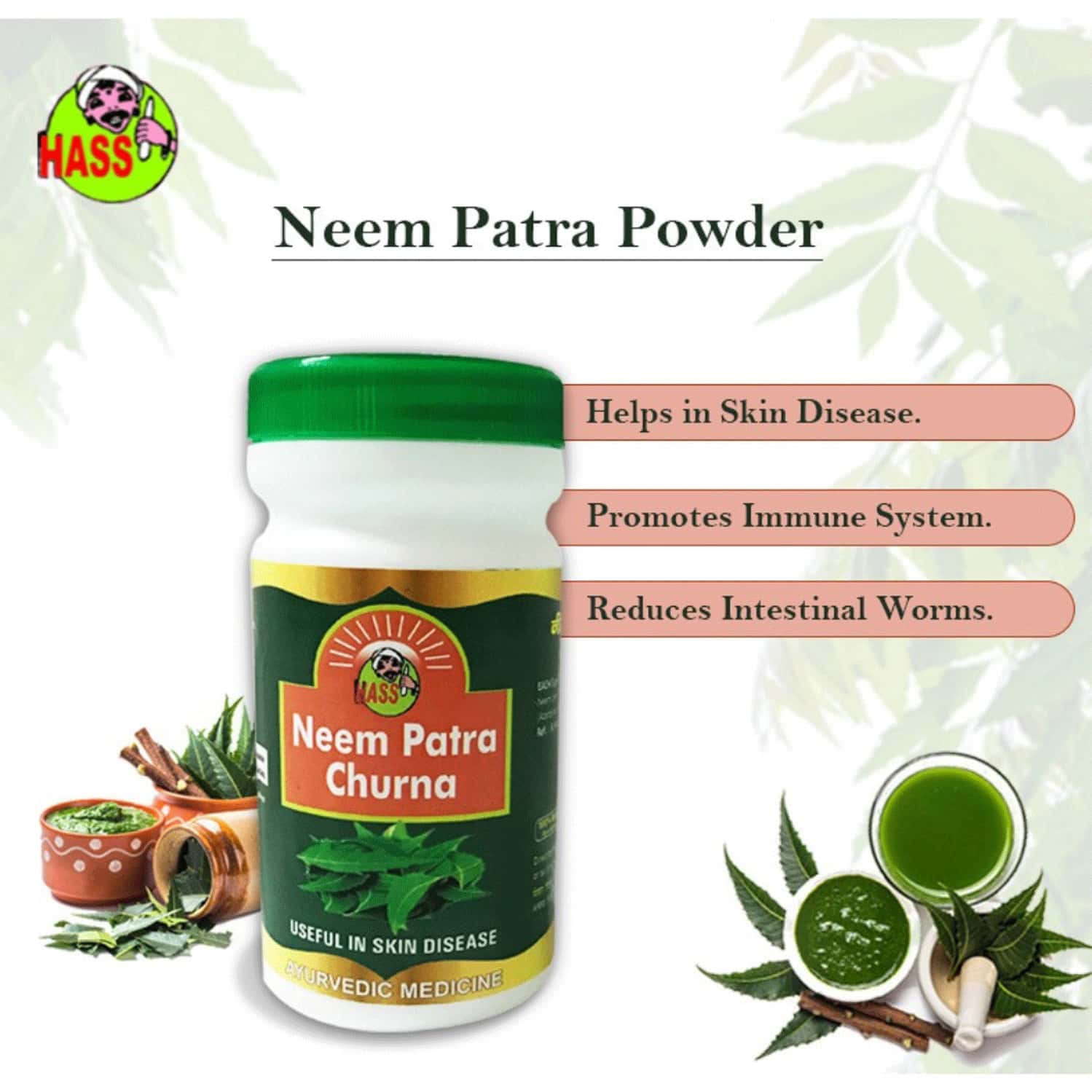 Buy HASS NEEM PATRA CHURNA NEEM LEAVES POWDER FOR EATING FOR DRINKING