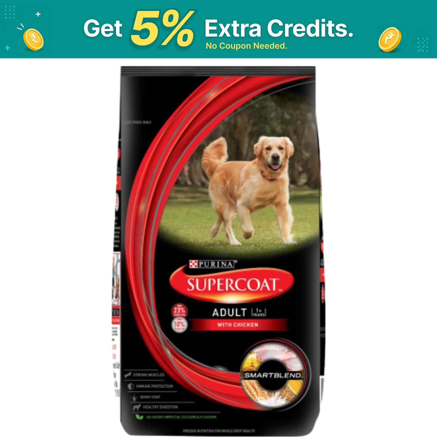Purina Supercoat Adult All Breed Dry Dog Food | Chicken- 20kg Pack