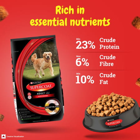 Purina Supercoat Adult All Breed Dry Dog Food | Chicken- 20Kg Pack