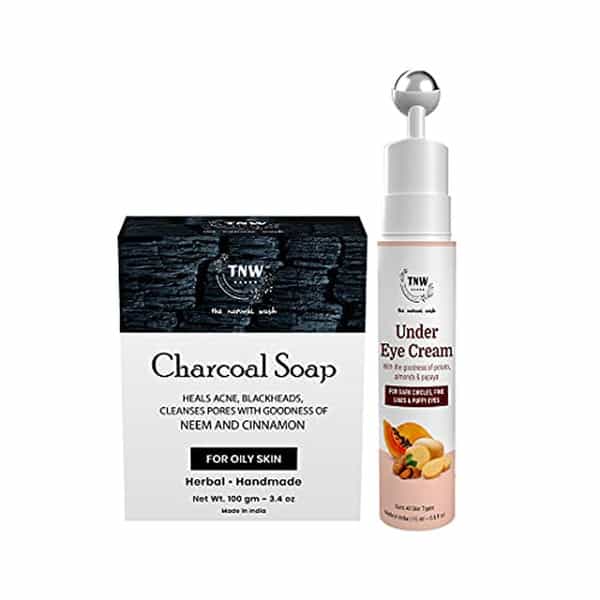 Tnw The Natural Wash Charcoal Soap And Under Eye Cream For Clear Skin And Dark Circle Removal