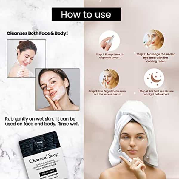 Tnw The Natural Wash Charcoal Soap And Under Eye Cream For Clear Skin And Dark Circle Removal