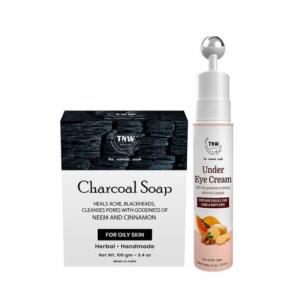 Tnw The Natural Wash Charcoal Soap And Under Eye Cream For Clear Skin And Dark Circle Removal