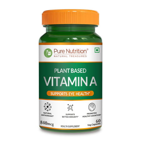 Pure Nutrition Plant-Based Vitamin A Supplement For Healthy Eye Sight - 60 Veg Capsules