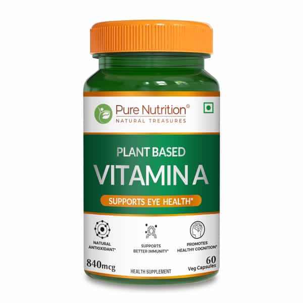 Pure Nutrition Plant-Based Vitamin A Supplement For Healthy Eye Sight - 60 Veg Capsules