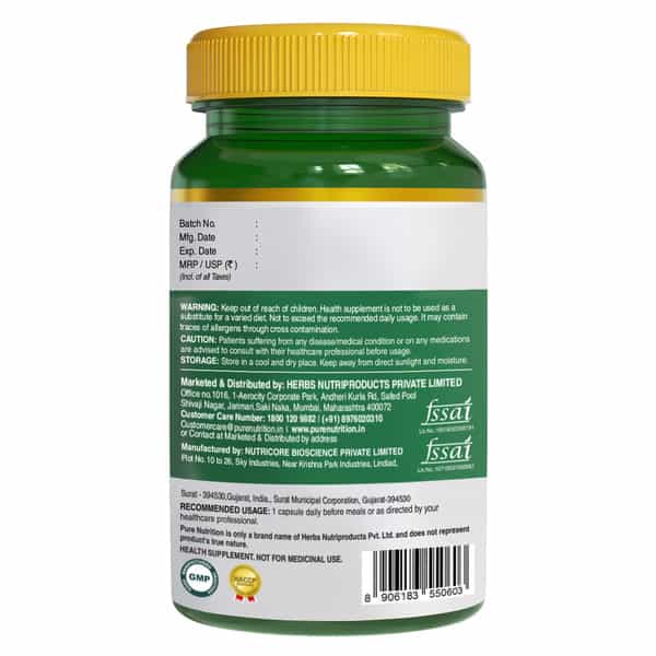 Pure Nutrition Plant-Based Vitamin A Supplement For Healthy Eye Sight - 60 Veg Capsules