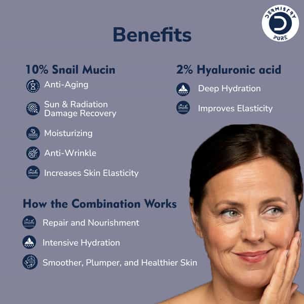 Dermistry 10% Snail Mucin 96 Peptide Anti-Ageing Moisturizer Face Serum Skin Firming Tightening 30Ml