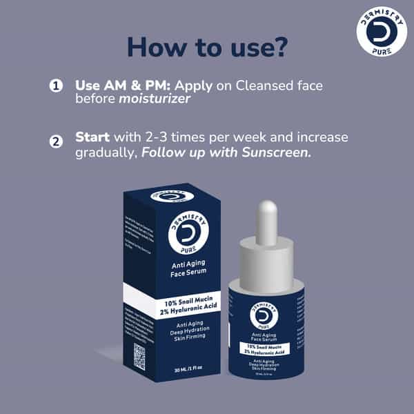 Dermistry 10% Snail Mucin 96 Peptide Anti-Ageing Moisturizer Face Serum Skin Firming Tightening 30Ml