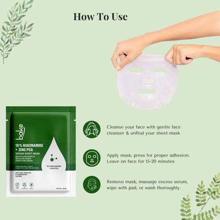 Bake 10% Niacinamide + Zinc Pca Sheet Mask For Acne & Oil Control