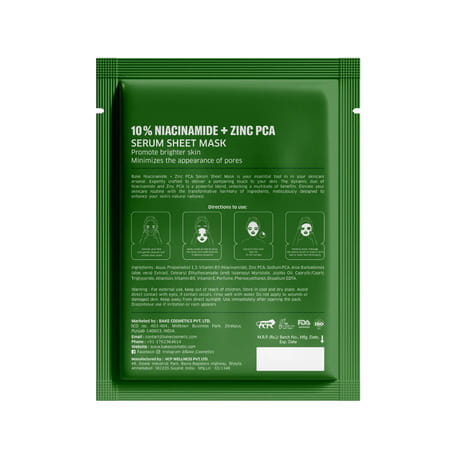 Bake 10% Niacinamide + Zinc Pca Sheet Mask For Acne & Oil Control