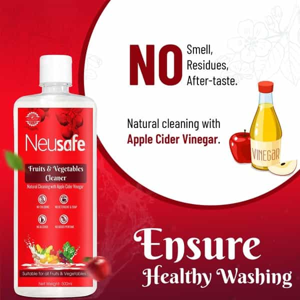 Neuherbs Neusafe Fruits And Vegetables Cleaner - 100% Naturally Washing Liquid Removes Germs- 500Ml