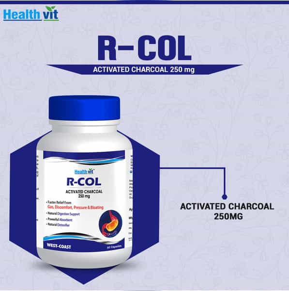 Healthvit R-Col Activated Charcoal 250Mg - 60 Capsules