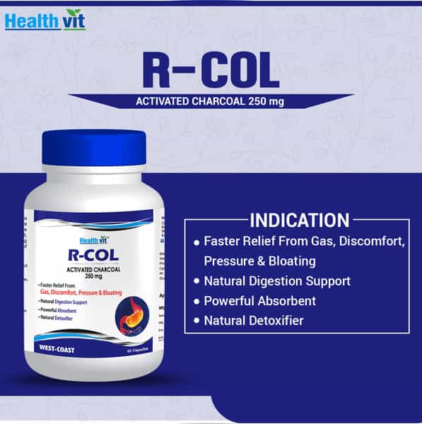 Healthvit R-Col Activated Charcoal 250Mg - 60 Capsules