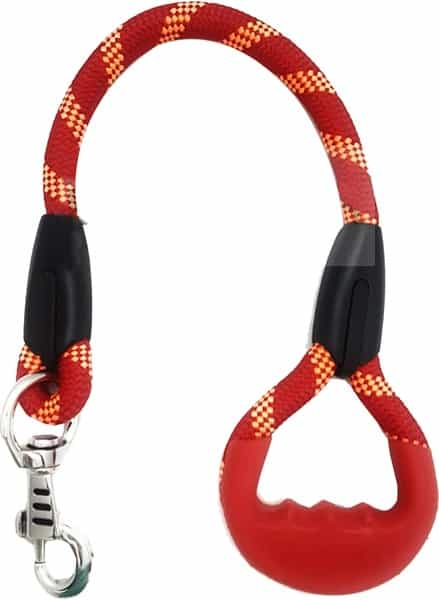 Pawcloud Dog Rope Leash | Short Leash With Comfortable Rubber Grip | For Large Dogs | Red