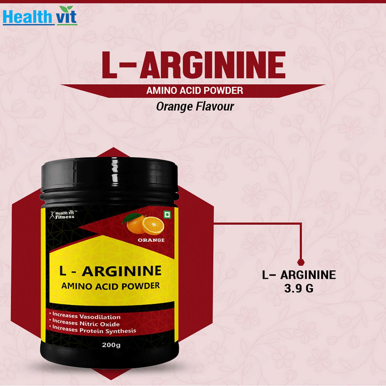 Buy HEALTHVIT LARGININE 3900 MG MUSCLE BUILDING AMINO ACID PRE WORKOUT